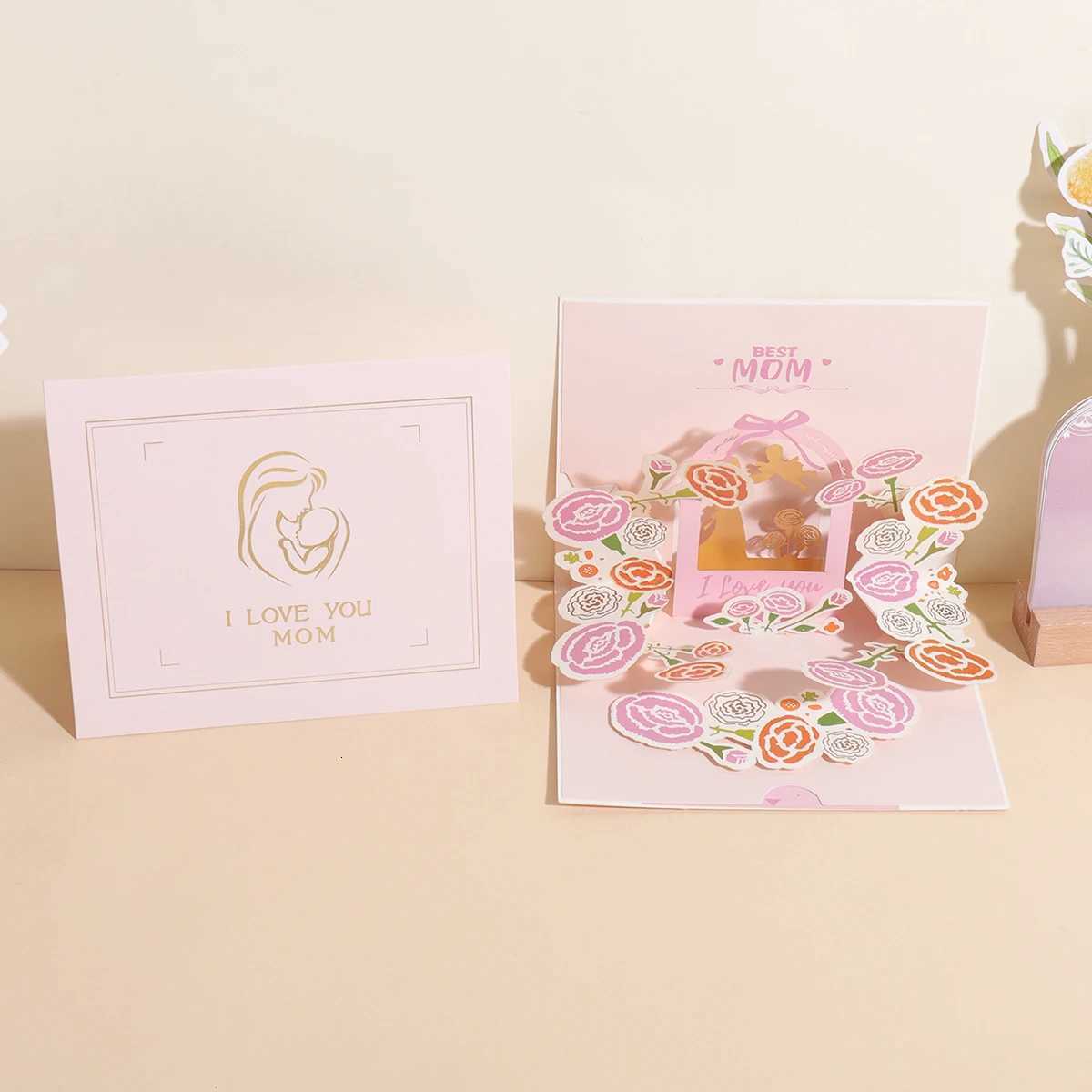 Mothers Day 3D Up Greeting Card Creative Paper Carving Flower Bouquet Card for Mom Birthday Thank You Gift K260318-image-1098004784