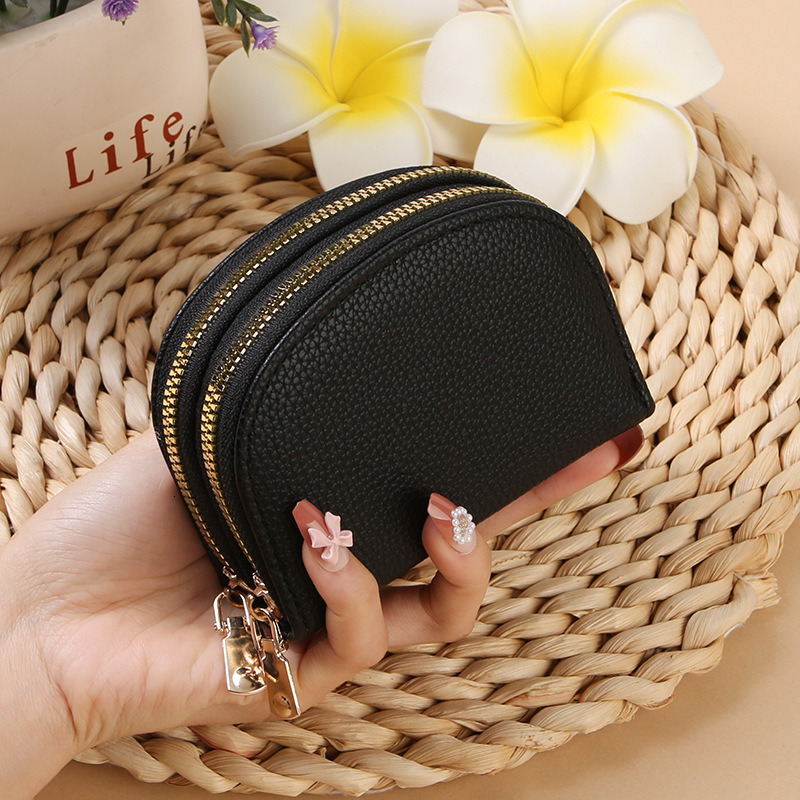 Card Holders Wallet card bag for women popular 2025 new organ card bag double-layer zipper multifunctional women's wallet large capacity D26101