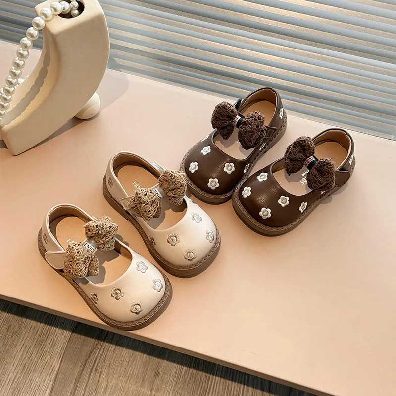 Mode Enfant Chaussure En Cuir 2025 Automne Nouveau Style Fille Arc Chaussures Simple Fille Performance Robe Formelle Princesse En Cuir ShoeT26031