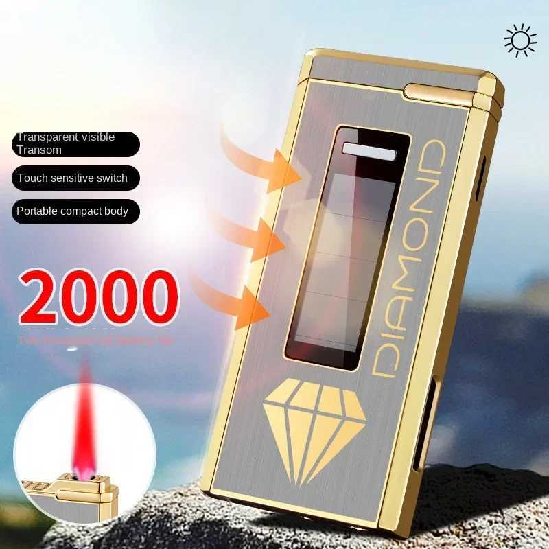 New Creative Solar Rechargeable Lighter Metal Red Flame Modern Simple Personty High-end Inflatable Gift Lighter Mens Gift C260318-image-1098070525