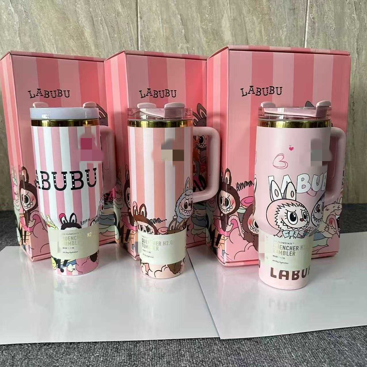 Cute Labubu Insulated Cup Large Capacity Stainless Steel with Handle Straw Cup Portable Car Ice Cup L2512121NAA-image-1098028270