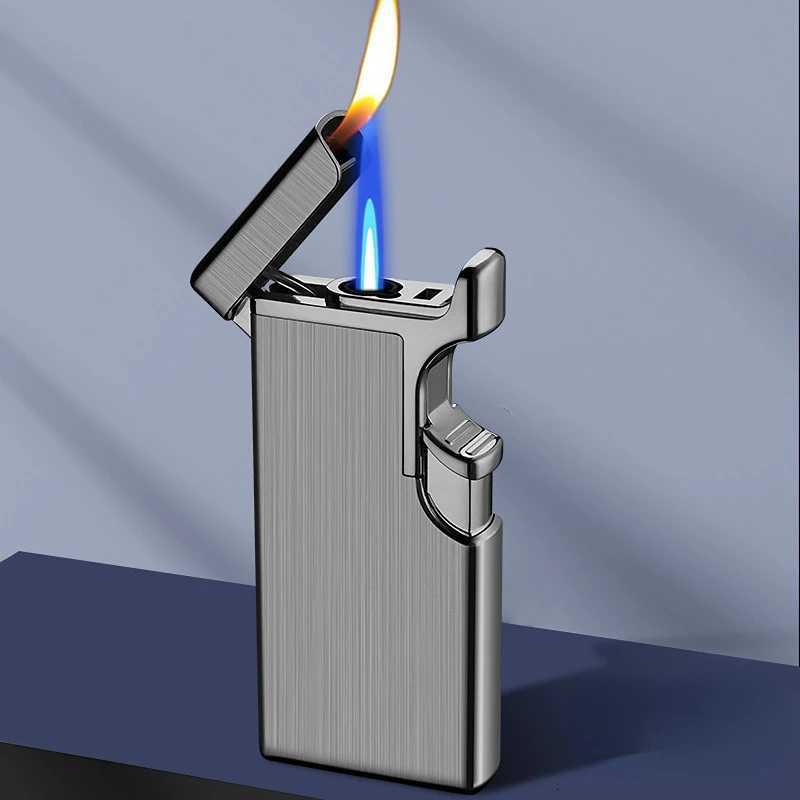 Creative Open Flame Windproof Inflatable Lighter Straight To Double Open Flame Lighter Cigarette Lighter Trendy Gift for Men C260318-image-1098070647