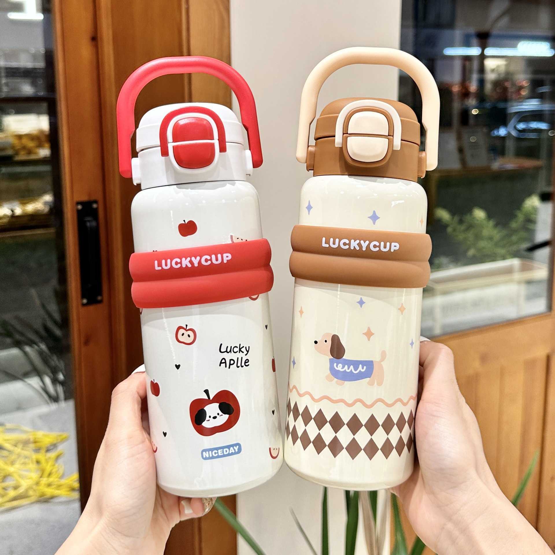 316 Stainless Steel Pop-up Lid Cute Double Drinking Insulated Cup Large Capacity with Handle Student Children Cartoon Straw Cup L251212RIVT-image-1098051464