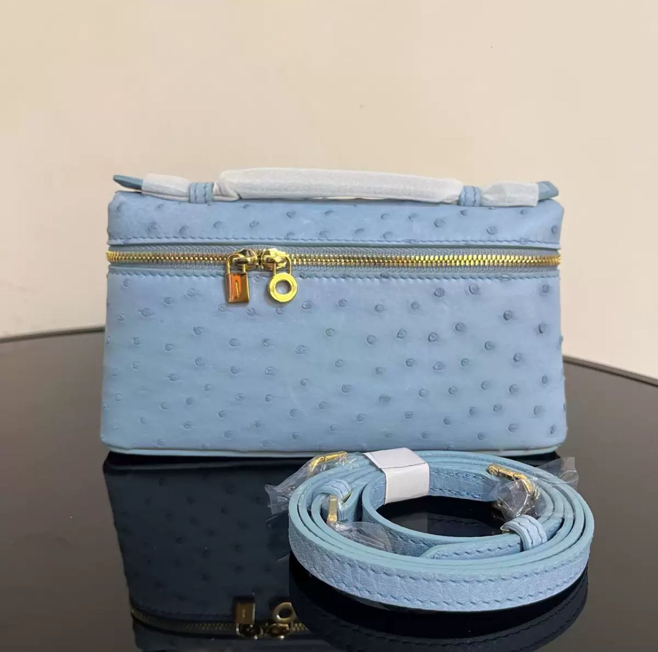 Extra Pocket Mini Pouch Ostrich Leather Women Crocodile Ostrich PU Designer Box Handle Crossbody Shoulder Bag Handbag Pockets Top handbag Quality co