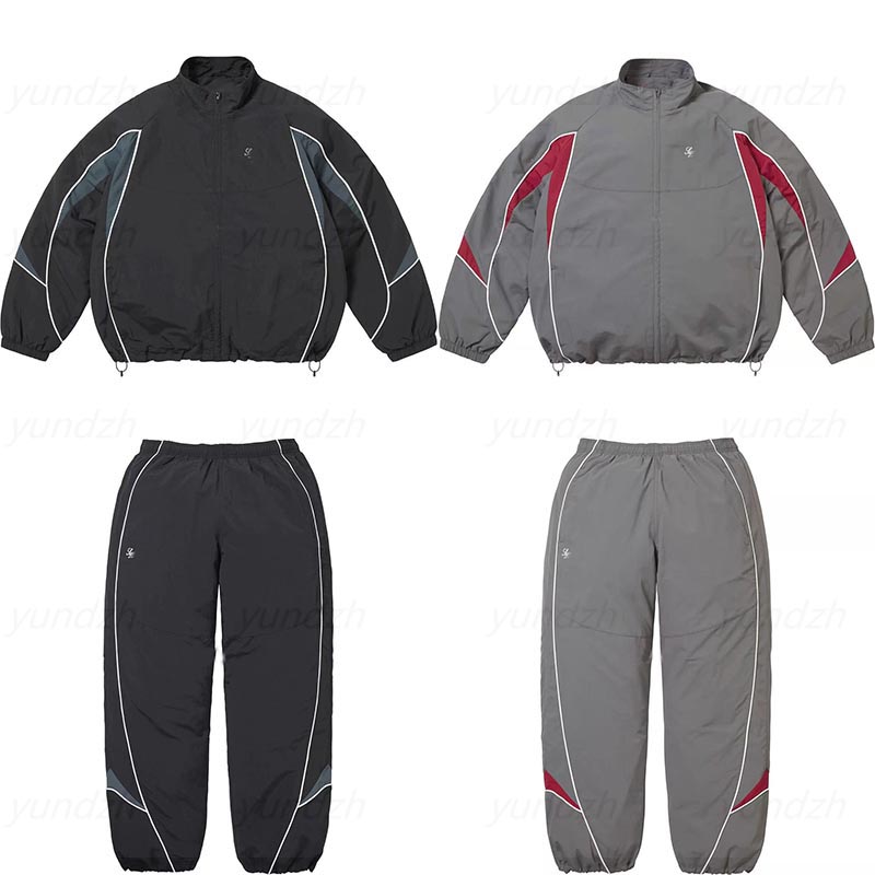 25FW Contrast piping Track Jacket Sweatshirt Fashion Waterproof embroidery Pants Sports suit Durable Fabric pants Hip Hop High Street Unisex Streetw