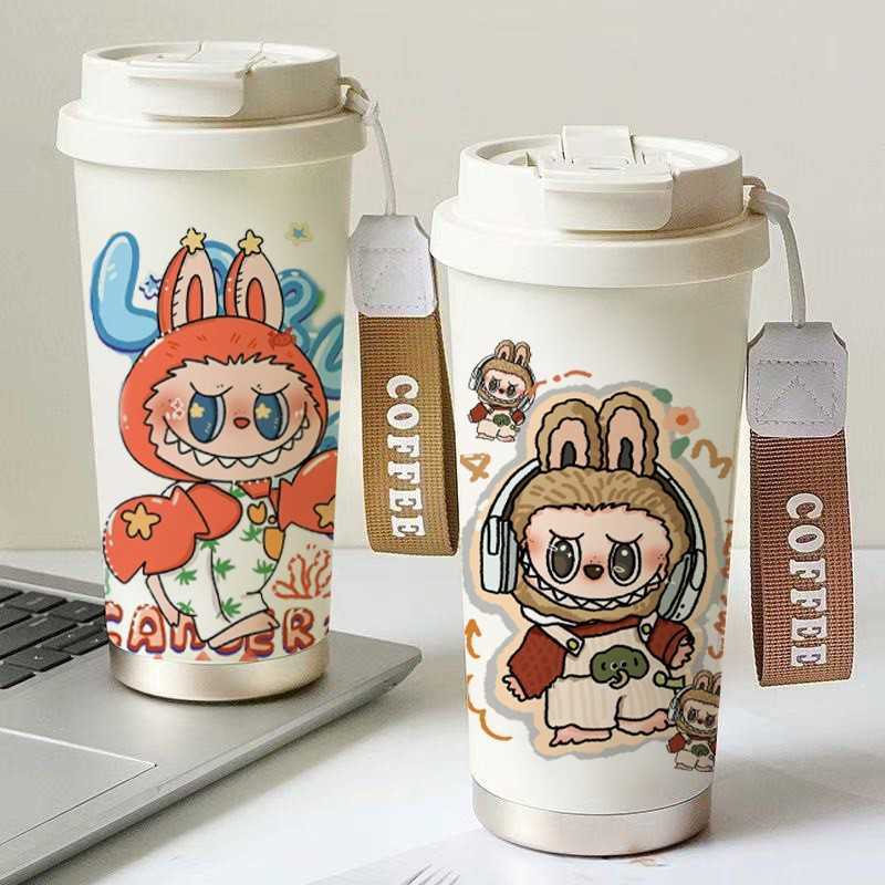 Labubu Coffee Cup 316 Stainless Steel Insulated Cup High Appearance Men and Women Water Cup Cartoon Dual Drinking Straw Cup L251212LRU9-image-1098028363