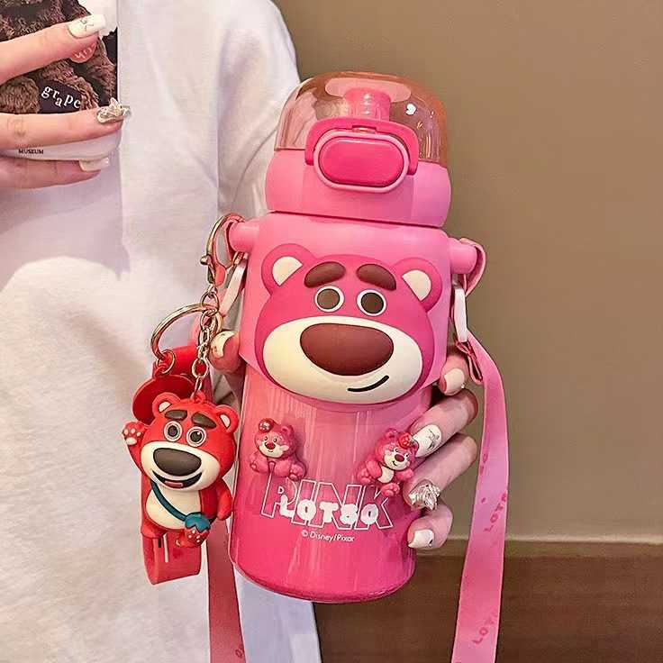 Strawberry Bear Super Cute Straw Insulated Cup for Girls HighValueI nternetC elebrityT hreeEyedBo yDi rectDr inkingWa terCu pCr ossbodyPo rtableG-image-1098047440