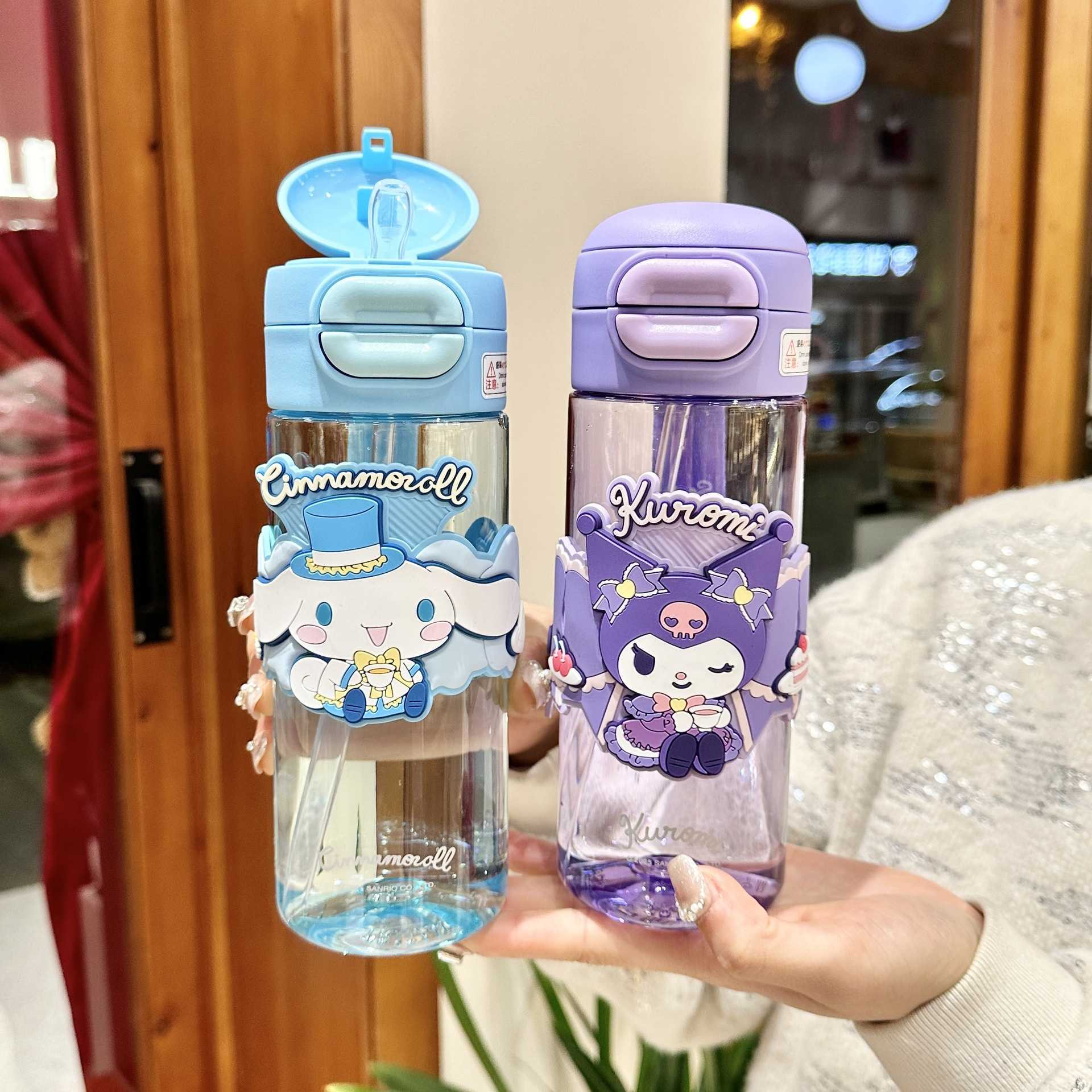 Kuromi Water Cup for Children Tritan Double Drinking Cup for Girls Kindergarten and Elementary School Students Portable Water Bottle L251212A3WA-image-1098051017