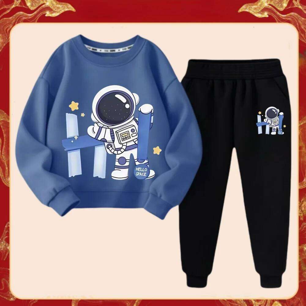Spring Children Boy Clothes Set Kid Girls Letter Printed Sweatshirts Pullover Top And Pants 2 Piece Suit Astronaut Tracksuits S260318 L2609203XUD