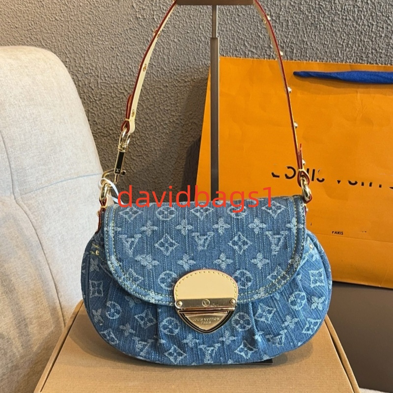 Hot-selling Brand designer bag Fashion Women Sunset Monogram Denim Mini Shoulder Bag Women's Vintage Blue Jeans Hobo Bag