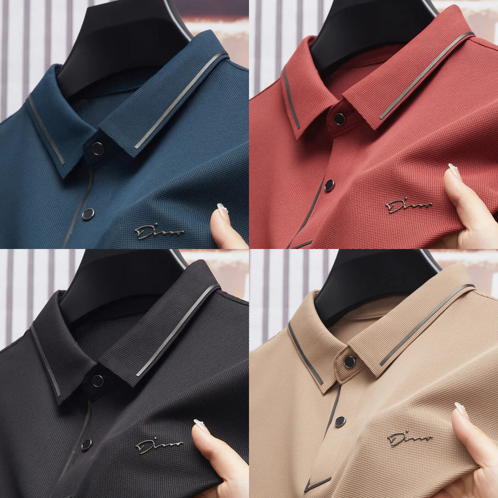 Tees Polos Shirt Premium Cool Fabric Business Casual Golf Slim Fit Blouse Collar Men's Clothing c6