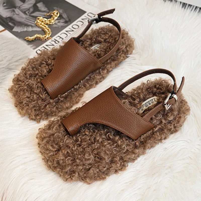 Pantoufles plates confortables et moelleuses pour femmes, chaussures à Clip avec sangle arrière et boucle, grande taille 42, tongs Zapatos De Muj