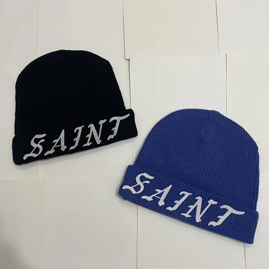 Autumn Winter High Quality Classic Embroidery Knitted Hat Casual Fashion Unisex Keep Warm Beanie Black Blue Apricot