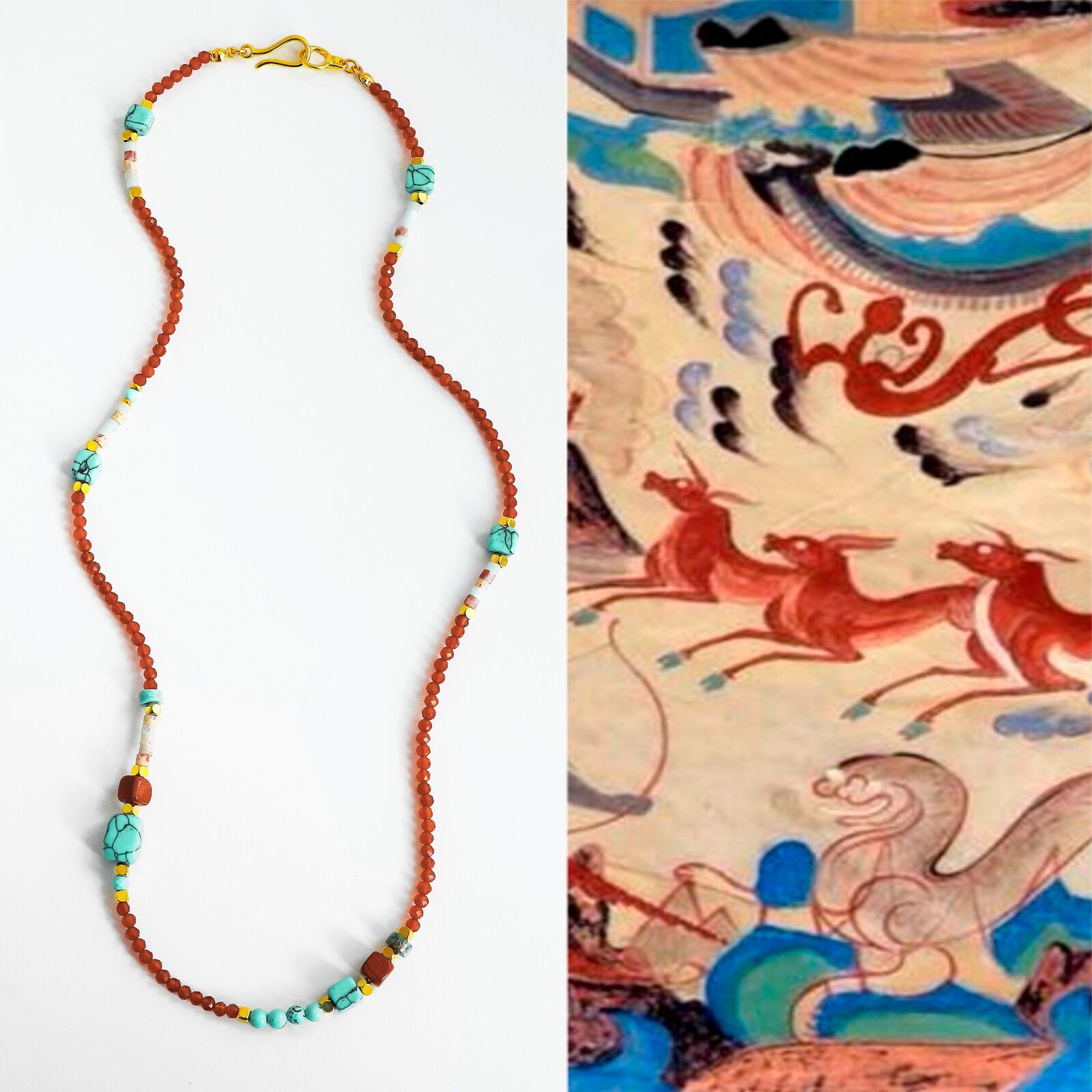 Collier National Dunhuang série Feitian polyvalent rétro Simple Style ethnique boucles d'oreilles perlées chaîne de clavicule ddmynov