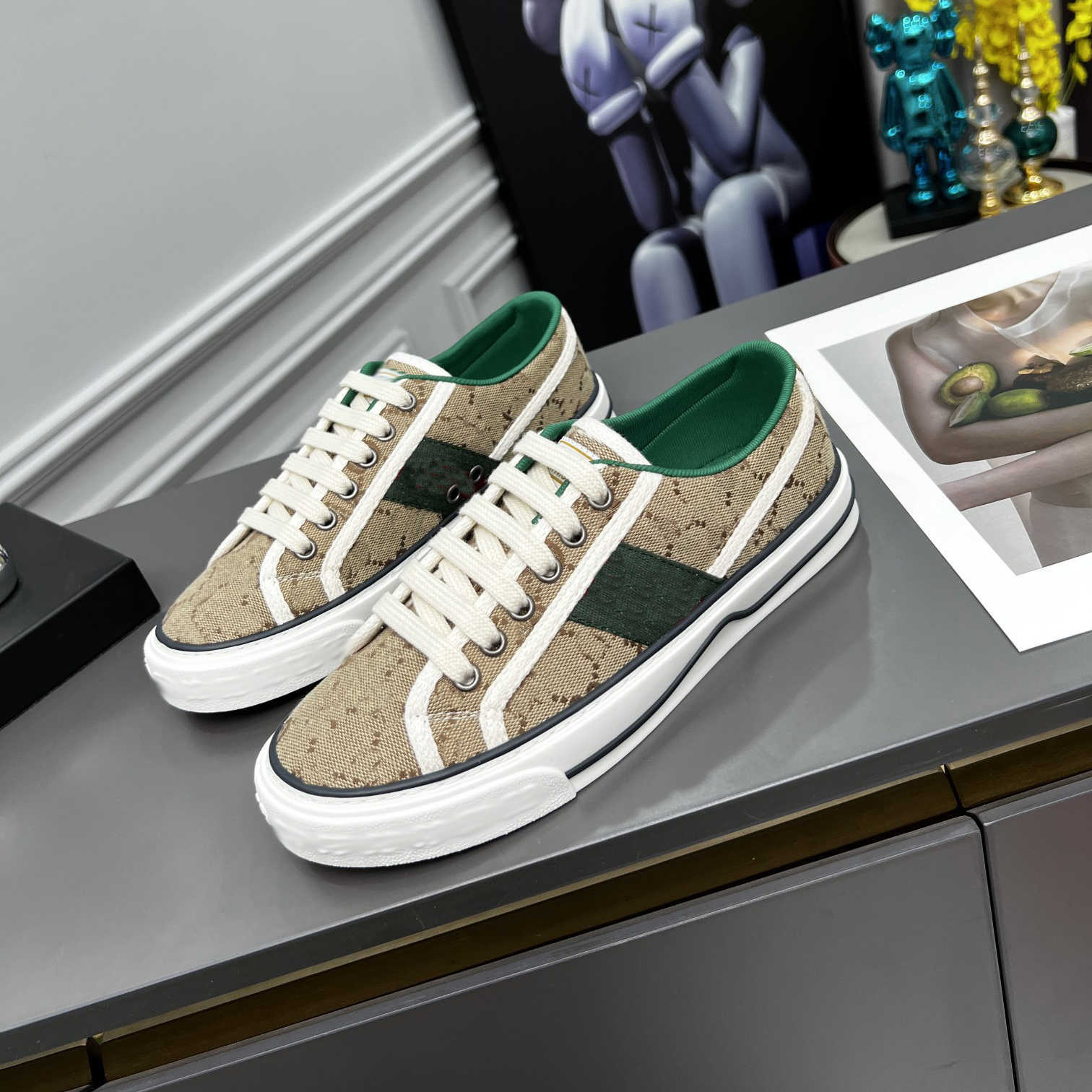Designer de luxe Hommes Toile Chaussures Vintage Low Top Femmes Sneaker Haute Qualité Confortable En Cuir Semelle Épaisse Brodée Casual Chaussure