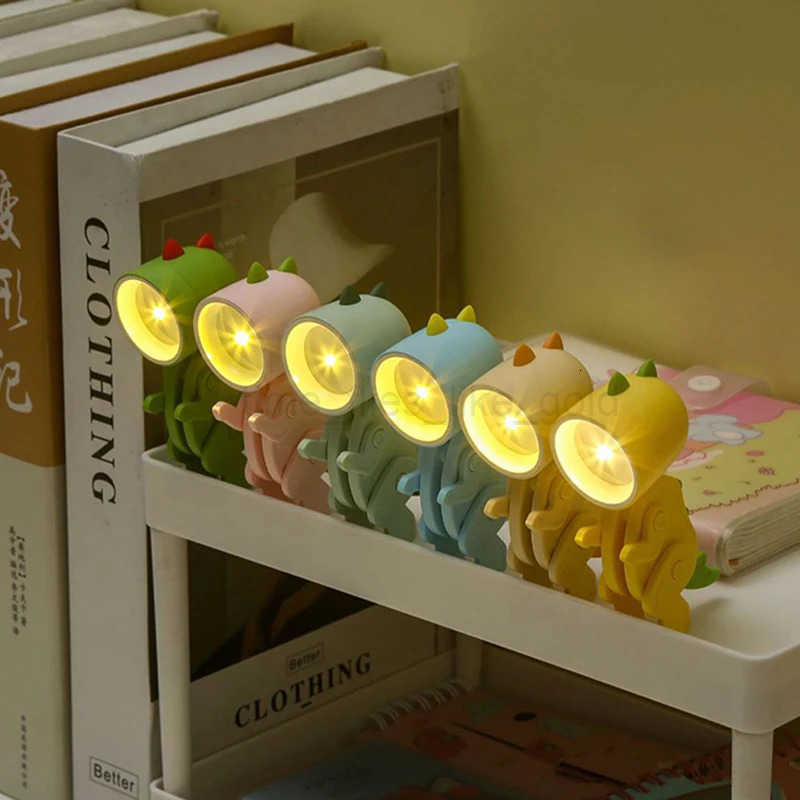 LED Night Lights Batterie Magnétique Pliant Nuit Lampe Chambre Table De Chevet Ornements Jouets Pour Enfants Mini Dinosaure Veilleuse H260318