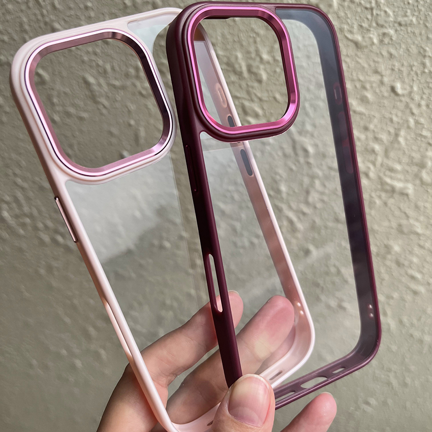 Metal Lens Ring Phone Case For Iphone 17 16 15 14 13 Pro Max Plus 16Pro Transparent 17Promax Phone Case 16Promax Colorful Bezel 15Promax Cover 14