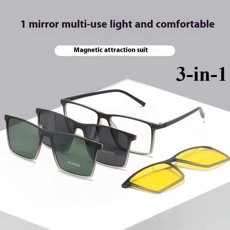 Ensemble de lunettes à aspiration magnétique 3 en 1 pour hommes, lunettes de soleil polarisées pour conduite/Vision nocturne/lunettes de soleil 1