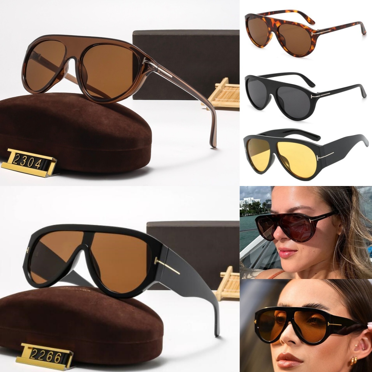 Fashion sunglases designer women mens sunglasses popular UV400 large frame black brown lunettes 1044 Oversized sun glasses designers women retro vin