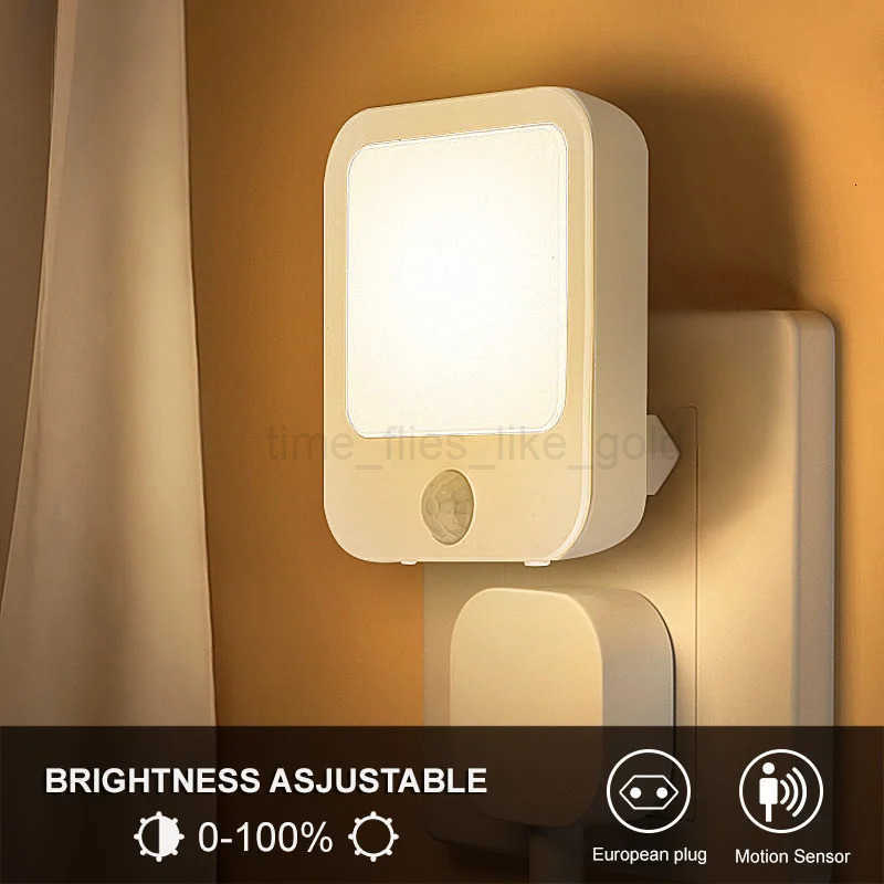 Night Light Motion Sensor With LED Light EU Plug Lamps ChildrenS Night Light Wireless Night Lamp For Bedside Table Bedroom H260318-image-1098113740