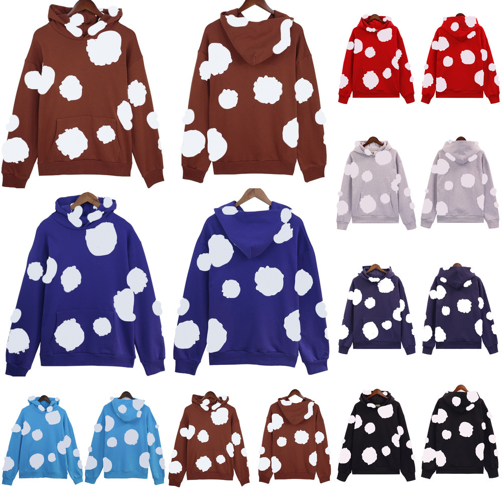 Denimhoodie Tears Tracksuits Kapok Puff Flower Printed Y2k Long Sleeve High Street Pullover Vintage Hip Hop Fashion Casual Sweatshirt Autumn Winter