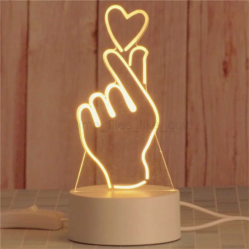 USB exploité 3D acrylique LED veilleuse Festival anniversaire enfants cadeaux chambre chevet décor lampe de nuit maison nouveauté éclairage H2603