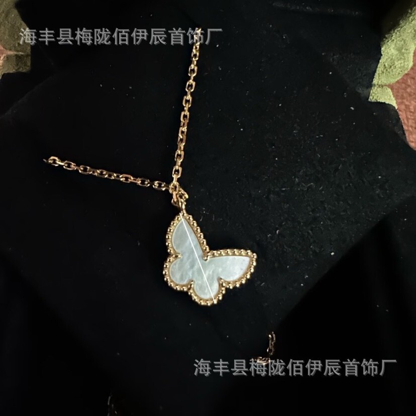 designer necklace clover van clefs necklace Four-leaf Clover Small Butterfly Mother-of-Pearl Necklace for Women Butterfly Chain
