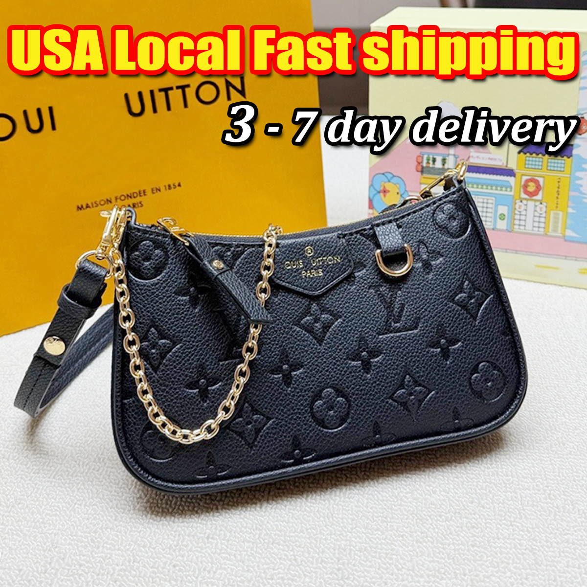 designer bag Easy Pouch luxury bag Women shoulder bag Chain Crossbody purse Black Embossed Letters handbag Half Moon bags for women luxury tote bag