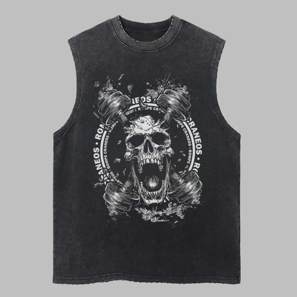 man Retro 100Cotton Washed Vest GYM exercise Tank Top devil Y2k trend Tops Quick - Dry exercise Sveless streetwear Singlets S26319-image-1098188428