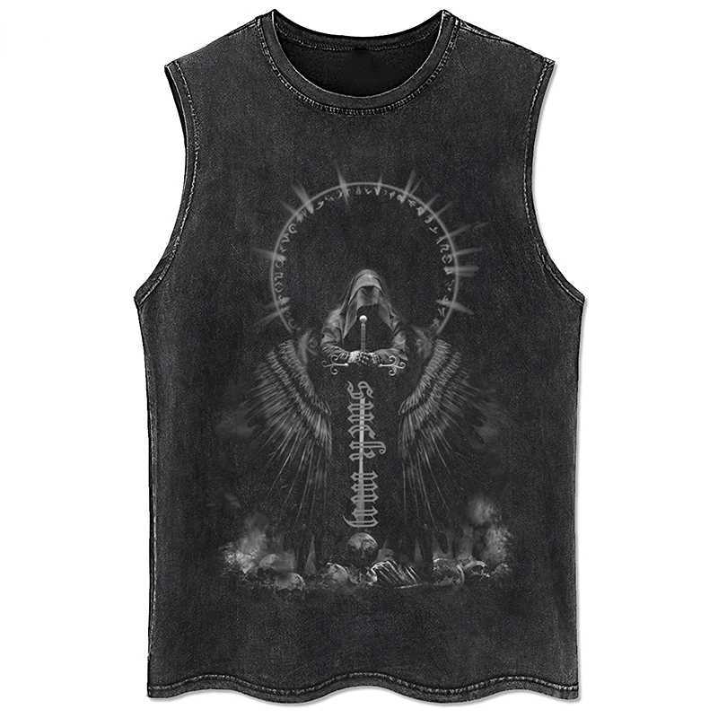 Y2K Tanks Tops for Men Women 100 Cotton Vintage Black Mens Clothing Hip Hop Punk Rock Sveless Tshirts Gothic Vests S26319-image-1098189154