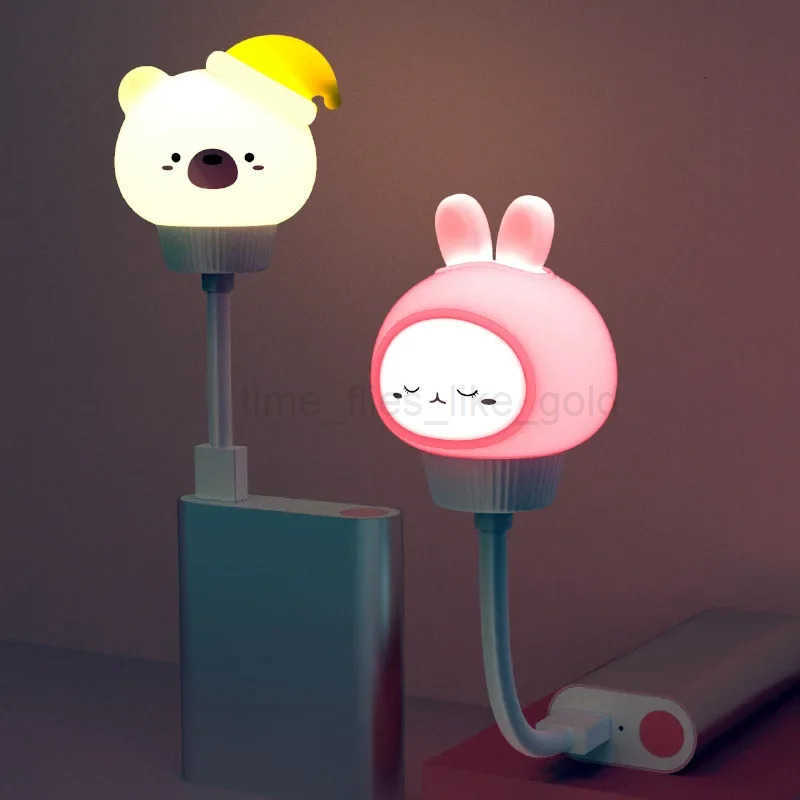 USB Night Light LED Cute Cartoon Night Lamp Bear Chick Kitten for Baby Kid Bedroom Decoration Bedside Lamp H260318-image-1098113458