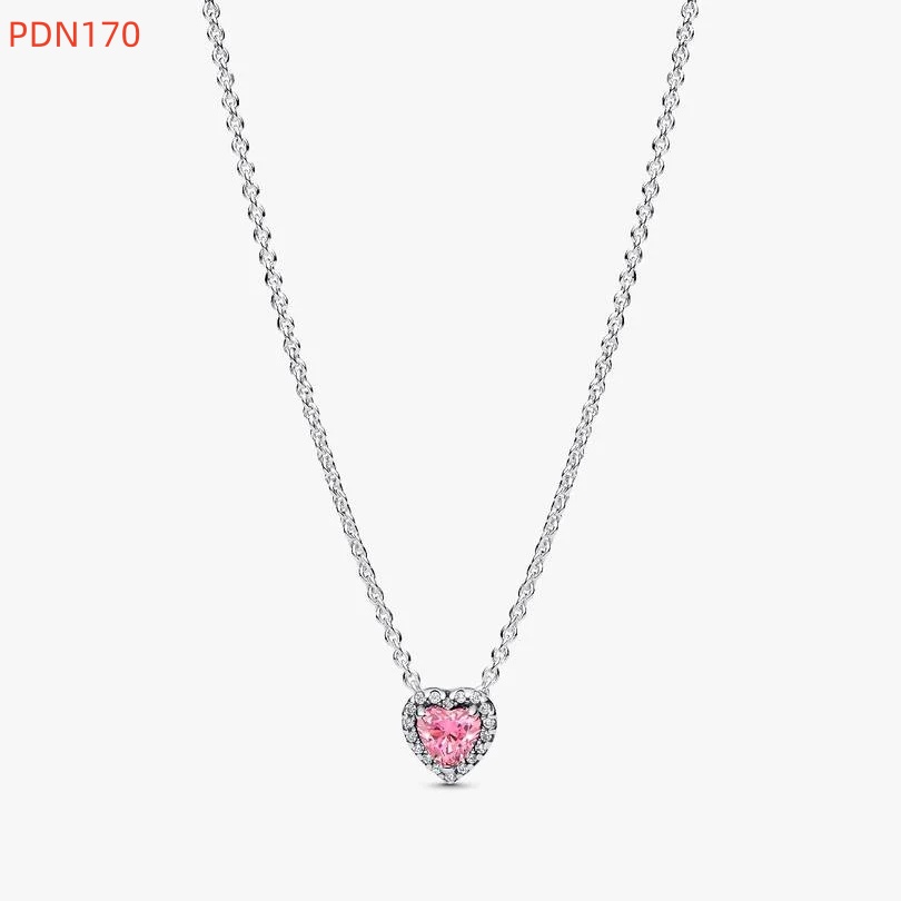 Fashion Women Men Silver Gold Stainless Steel White Zircon Water Drop Cartoon Blue Pink Red Heart Stone Letter Pendant Necklace Jewelry-image-1098175373