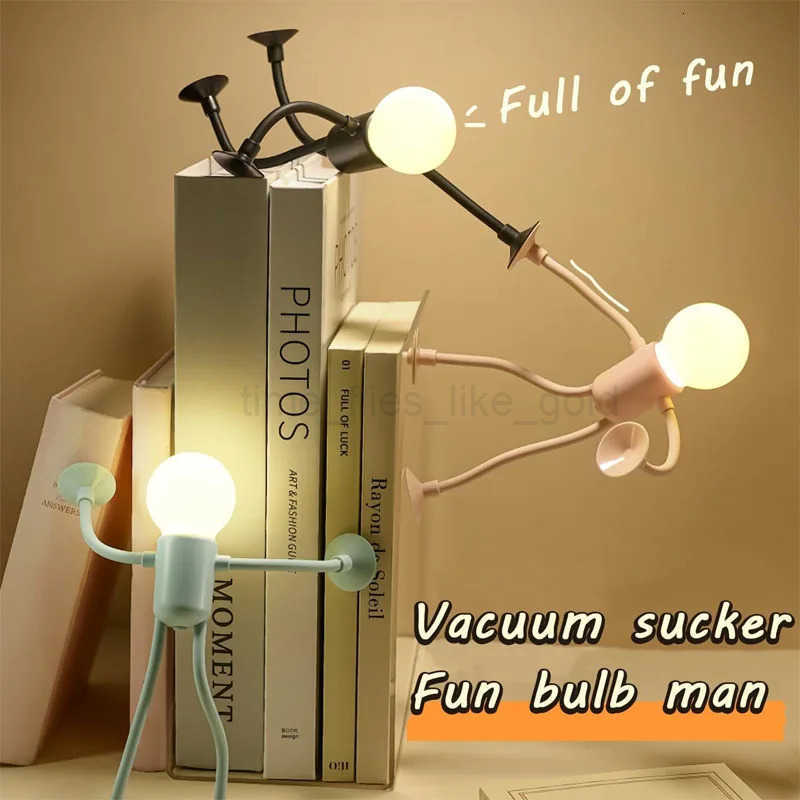 Cute Modern Mini Tabletop Desk Lamp with Suction Cup Night Light Portable Cartoon Sportsman Bulb Bendable Shelves Decor H260318-image-1098113352