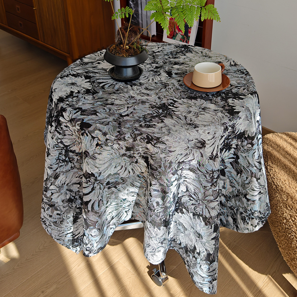 Vintage-Style Cotton-Linen Tablecloth Premium Fabric Table Cover, Coffee Table Mat, and Round Tablecloth KNWK01-image-1098176899