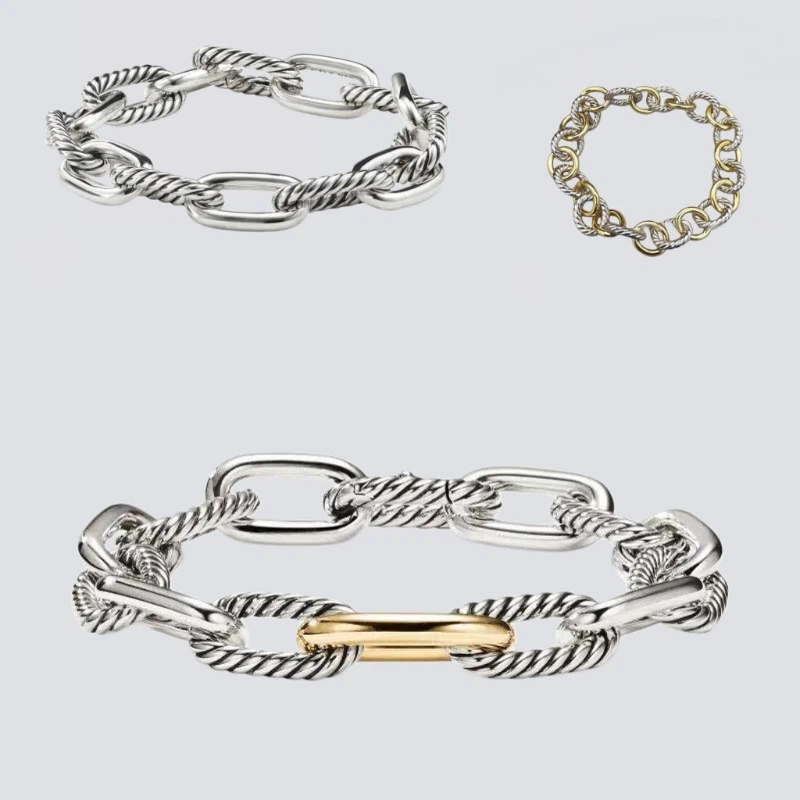 Designer 5mm twisted bracelet classic luxury bracelets designer for women man fashion jewelry gold silver Pearl cross diamond jewelry party wedding