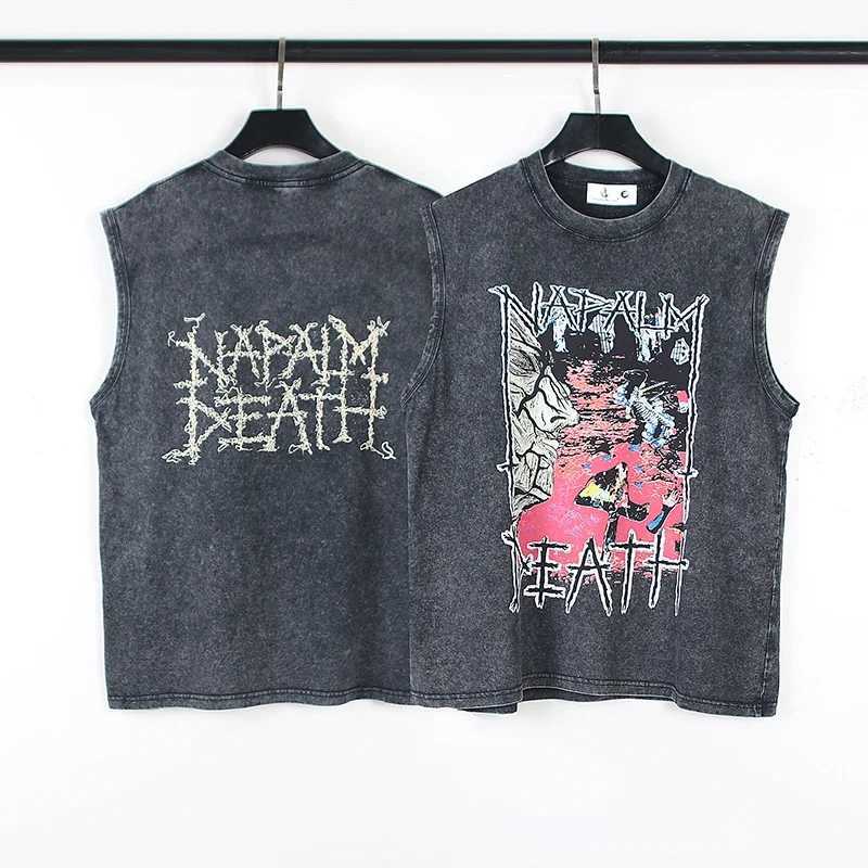 Yao Fashion Saint of Michael Vintage Summer Graffiti Hip Hop Dark Gothic Wash Oversize Tank Tops for Men Clothing Tees S26319-image-1098188981
