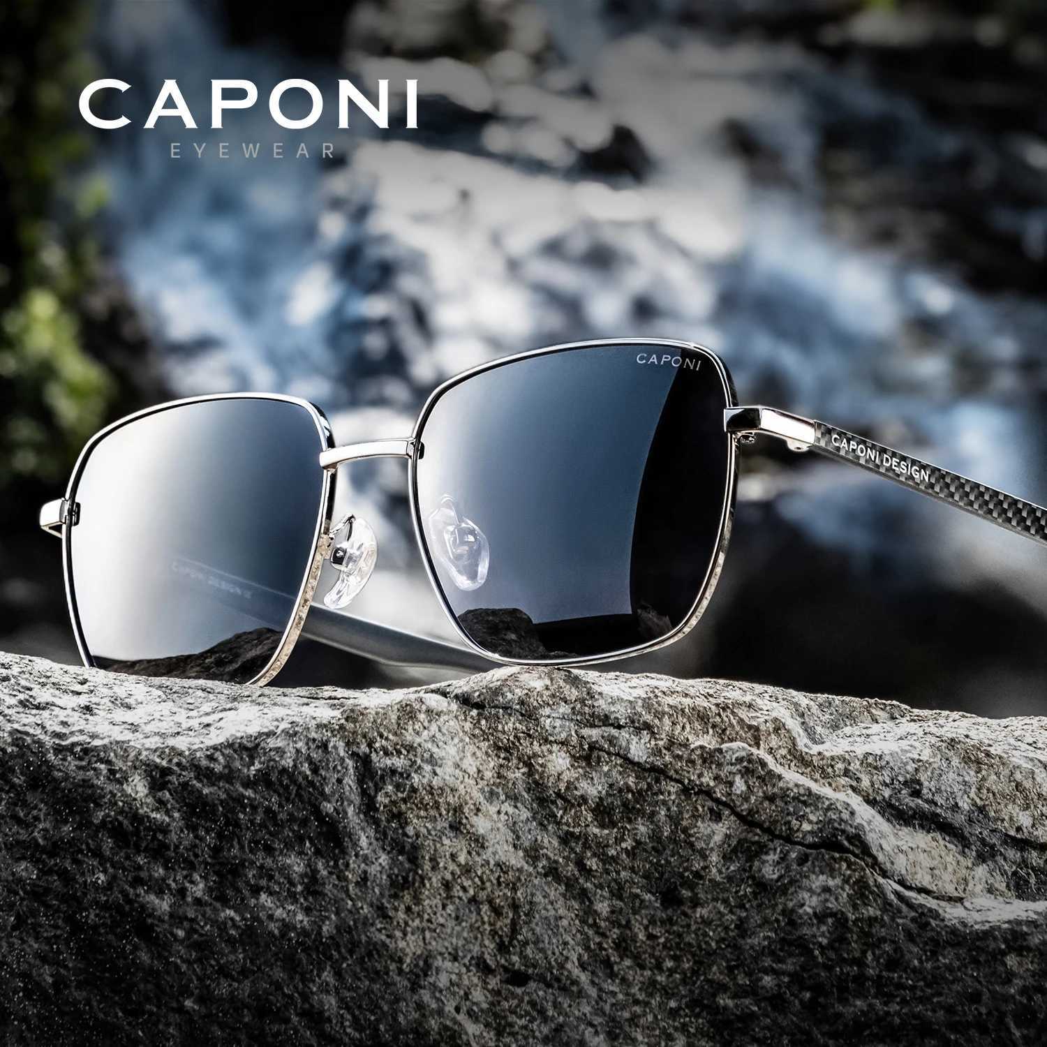 CAPONI Polarized Sun Glasses For Men Light Carbon Fiber Photochromic Black Shades Driving UV420 Oil-proof Lenses Eyewear BS34713 H260319