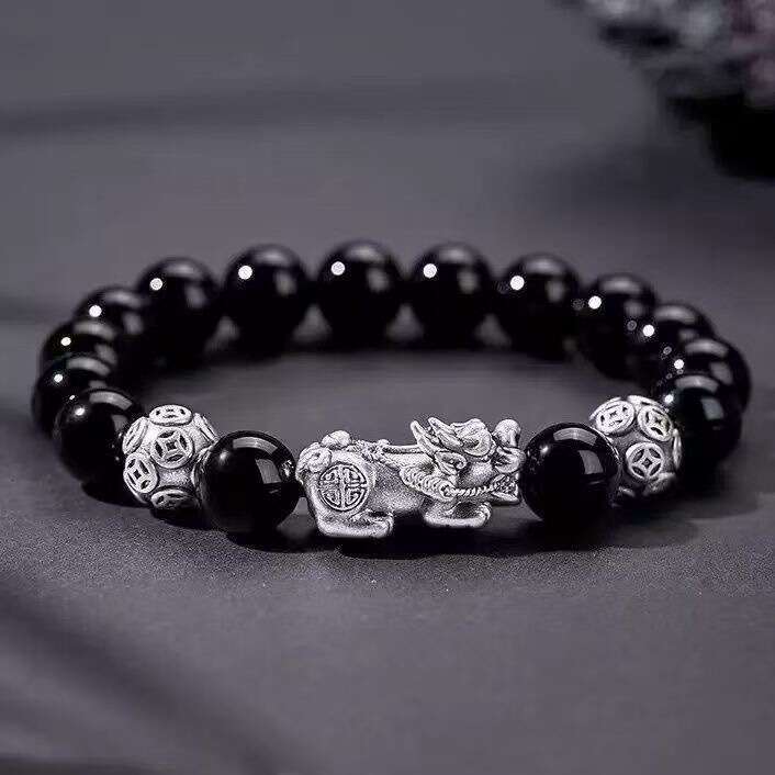 2025 New Pixiu Black Men, Buddha Fortune Beads, Gold Obsidian Bracelet for Women, 520 Couple's Gift