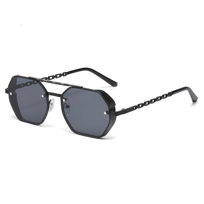 New High-End Multi-Sided Double-Beam For Women, Fashionable Metal Sunshade Sunglasses Chunjinqiuli