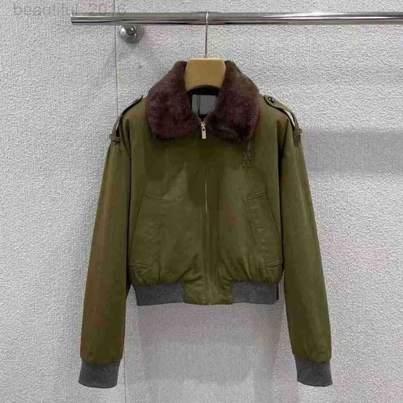 Women's Jackets designer woman Clothing M Early Autumn New College Fur Collar Short Jacket Drawstring Mini Skirt Set QFJH