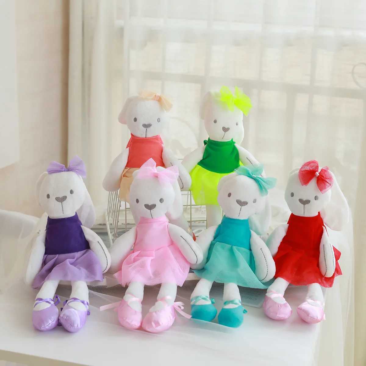 1pc 42cm cute rabbit wear cloth with dress plush toy stuffed soft dolls Ballet rabbit for baby kids birthday gift K260327-image-1098173311