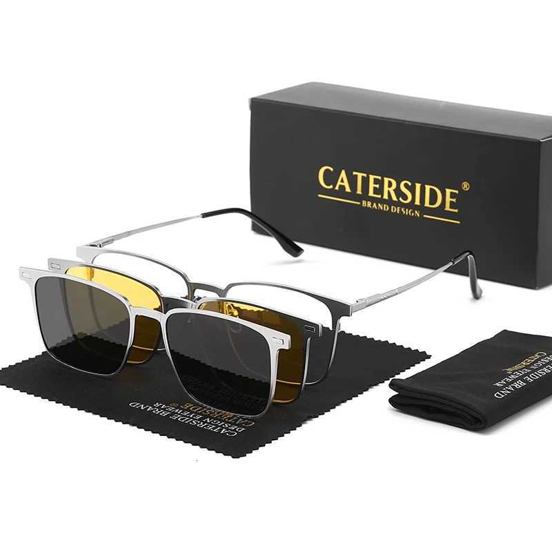 Caterside New Polarized Sunglasses Mens Metal Frame Women Sun Glasses Set Multi Lens Magnetic Suction 3-In-1 Eyewear UV400 H260319
