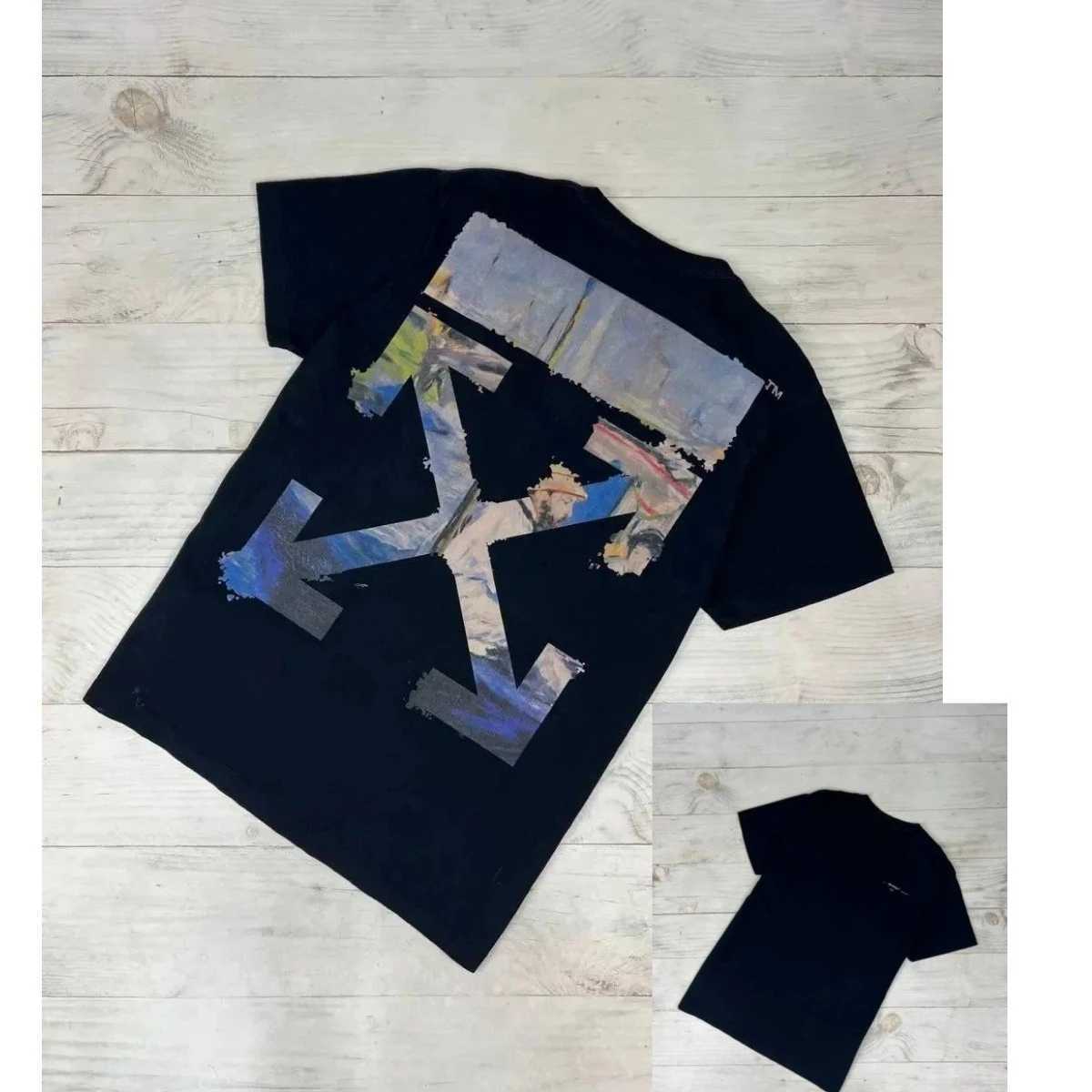 Trendy Fashion Fun Graffiti Blue Arrow Simple Luxury Casual T-Shirt Mens and Womens Luxury Brand Top J260319