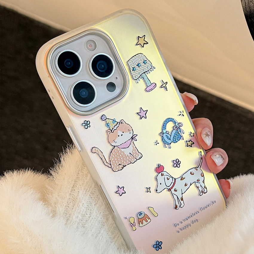 Cartoon Cute Pet Phone Case For Iphone 16 15 14 13 Pro 12 11 Max Plus 16Pro Colorful 16Promax Phone Case 15Promax Creative 15Pro 14Pro Cover 14Pr