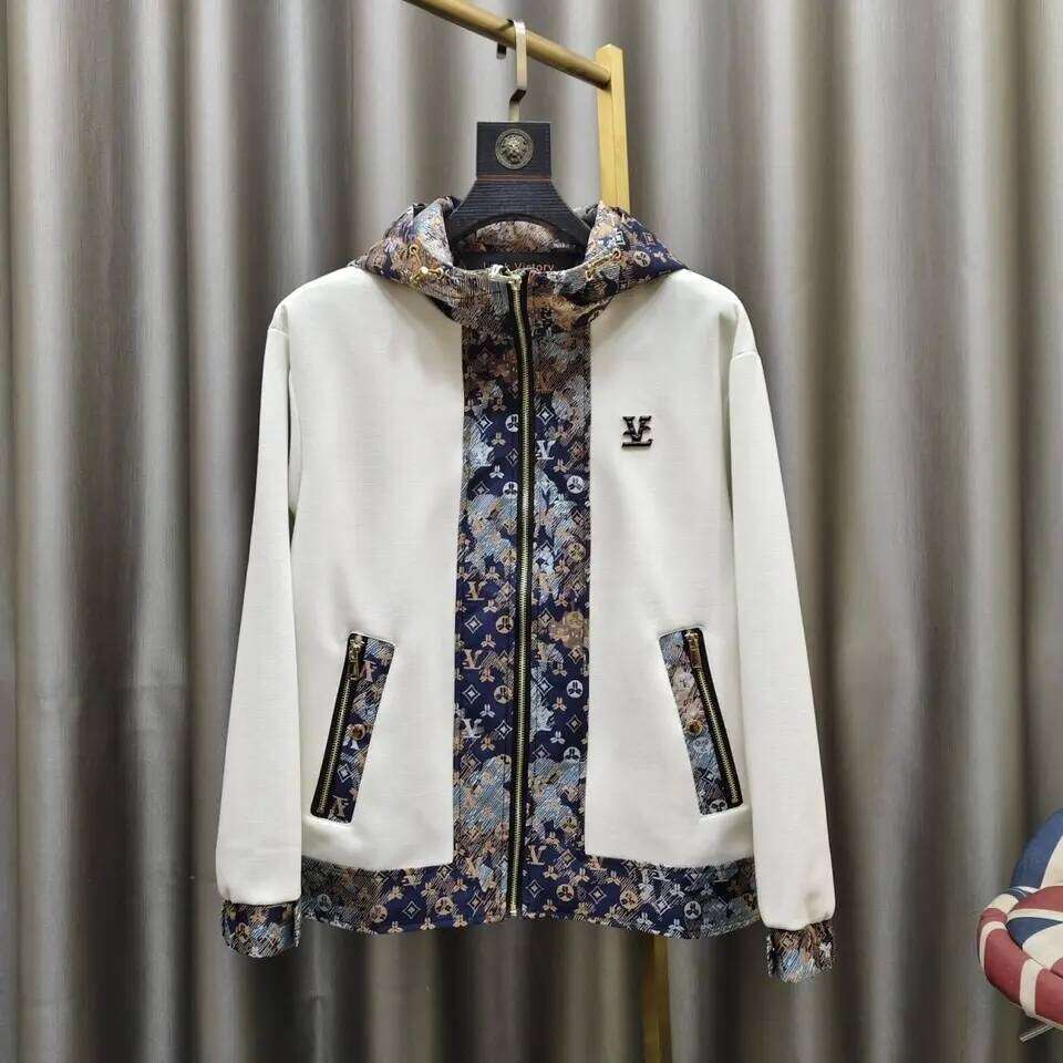 Spring And Autumn New Fashion Hooded Designer Fashion Light Luxury Splicing Versatile Top Men's Trend Jacket