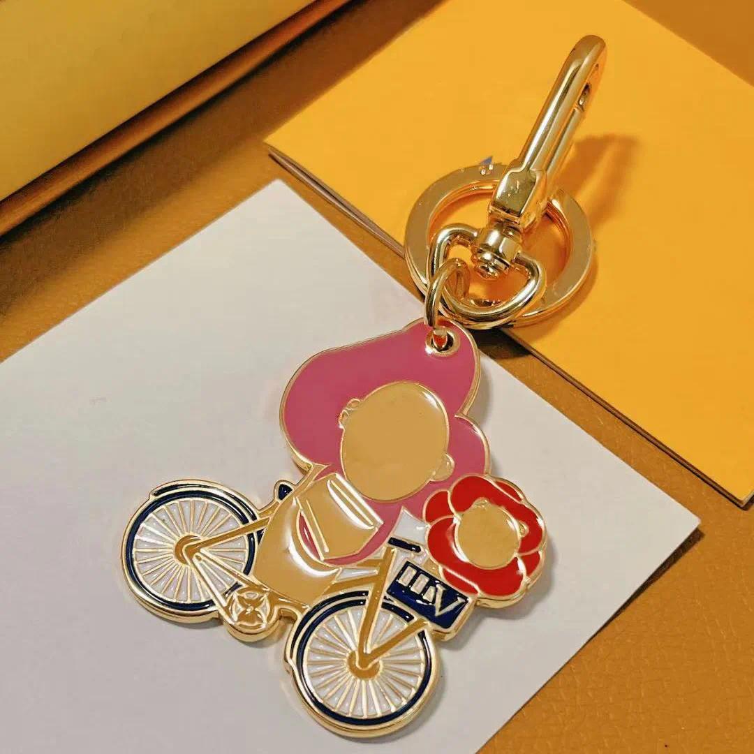 Sunflower Doll Bicycles Designer Keychain Metal Letter Wallet Bag Charm Keyring Hang Designers Women Men Coin Purse Pendant Key Ring-image-1106257607