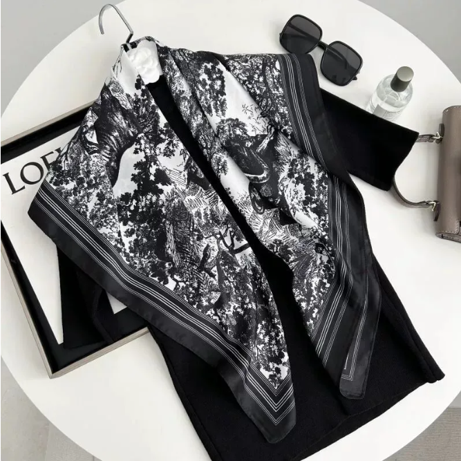 silk scarf Scarves Letter Print Silk Hair Scarf designer scarf for women Women Design Satin Neckerchief Female head scarf Wrist Foulard Shawl Wraps