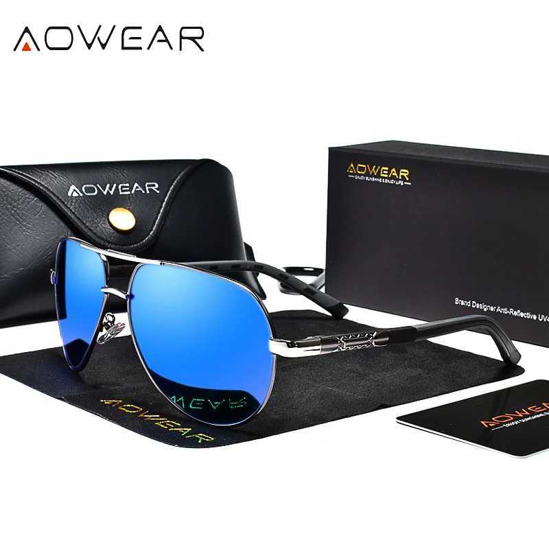 AOWEAR Aviation Polarized Sunglasses Men Aluminum Driving Mirror Sun Glasses Male Brand Designer Retro Eyewear Accessories gafas H260319