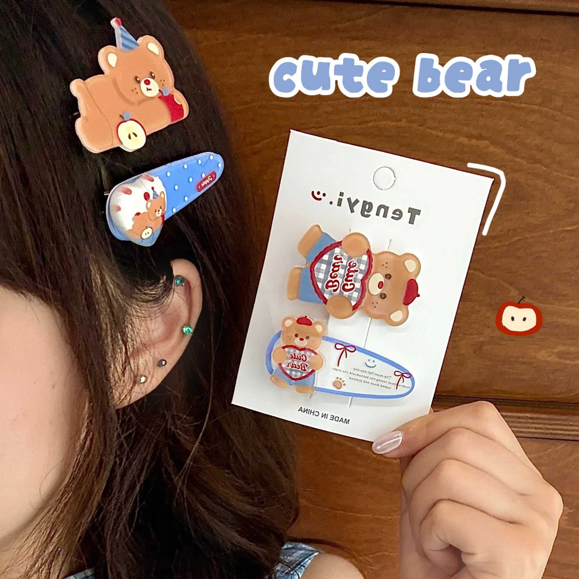 2/4 Pcs Soft And Cute Little Bear Hair Clip Set Versatile Bangs Clip Edges Clip Clips Hair Accessories H260319-image-1098193731