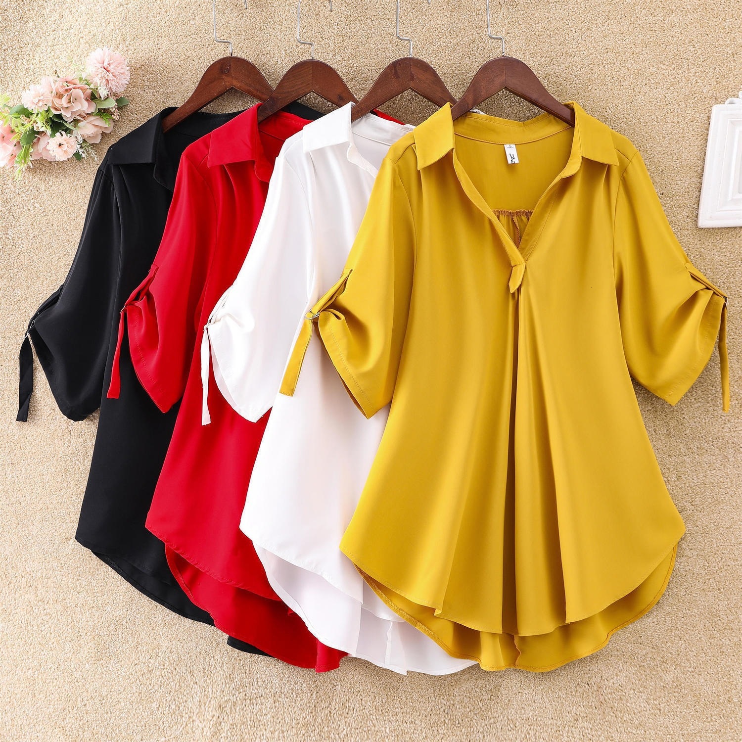 Mid-Length Short-Sleeve Blouse 2025 Summer New Large Size Loose Waist Slimming Chiffon Top for Women Trendy